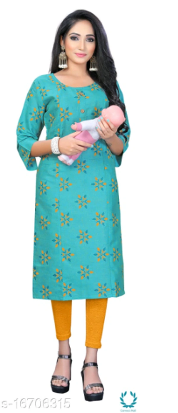 Women Cotton Maternity Applique Light Blue - L (Bust Size: 40 in, Size Length: 44 in) , Light Blue, Cotton, Applique, Single